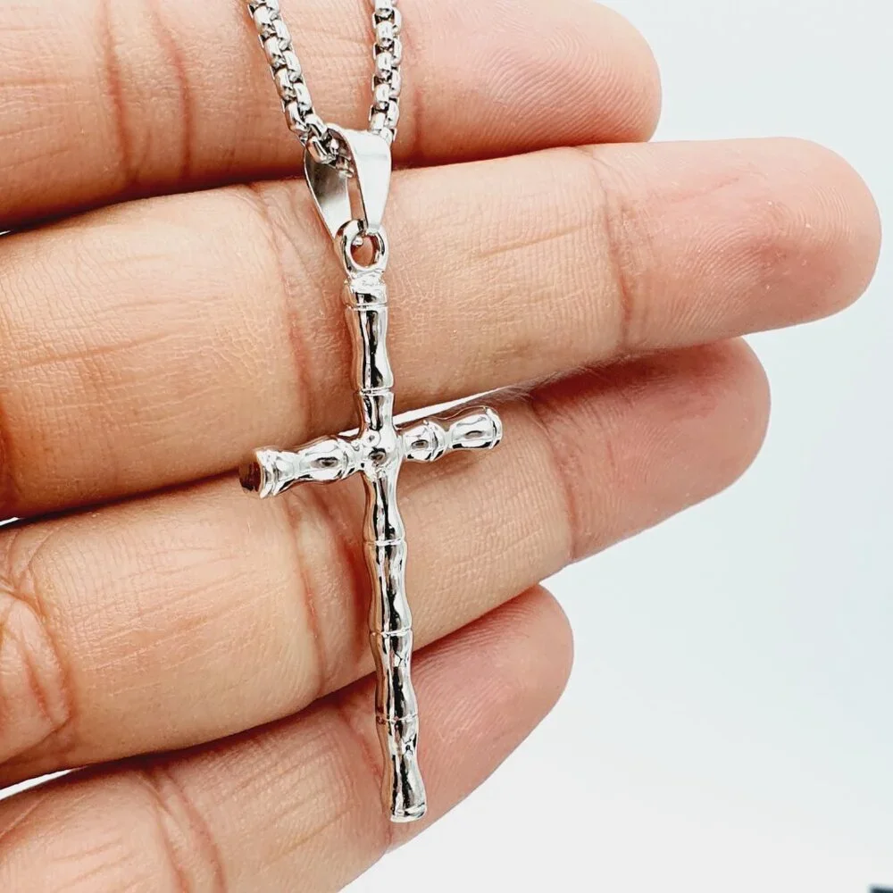❤️Fashionable Bamboo Cross Christian Pendant Necklace for women/men,N90201P196